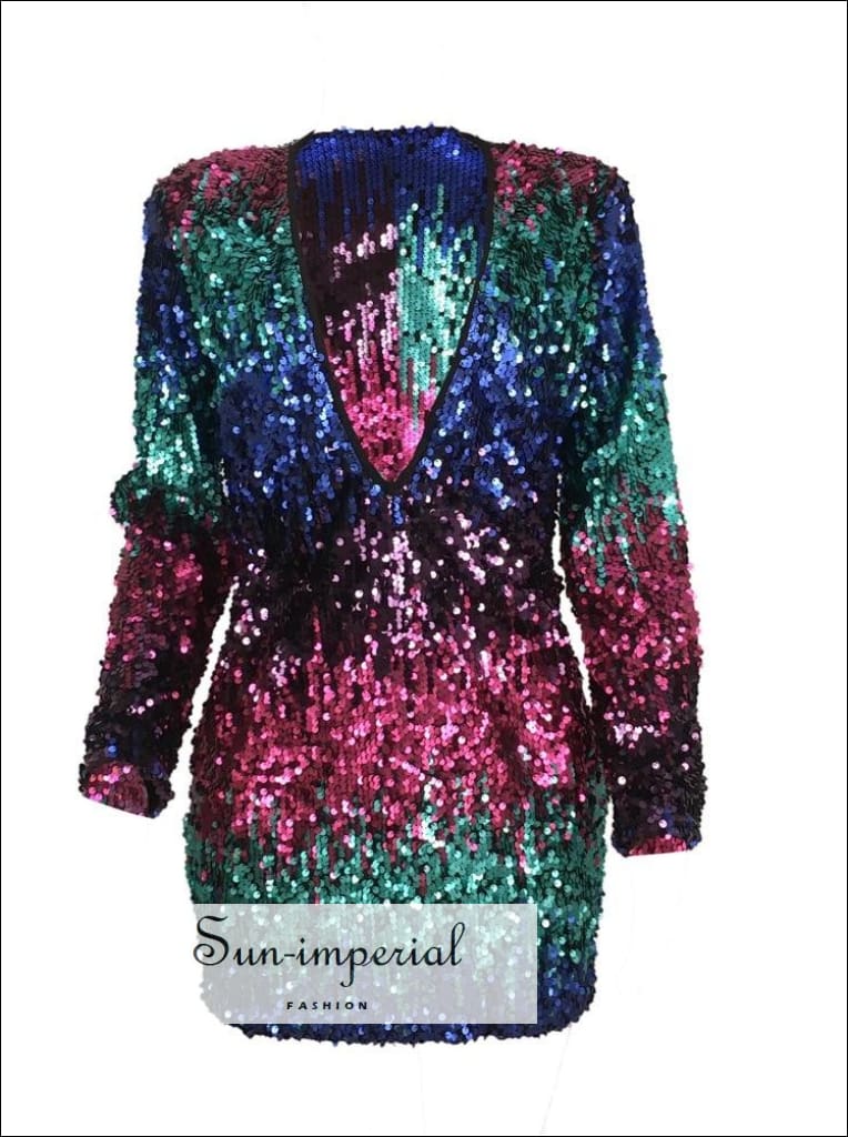long sleeve multicolor sequin dress Sun-imperial