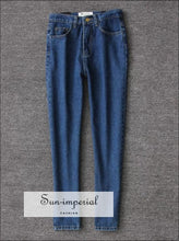 Women Pencil Denim Pants High Waist Jeans Boyfriend Fit Jeans Light Blue