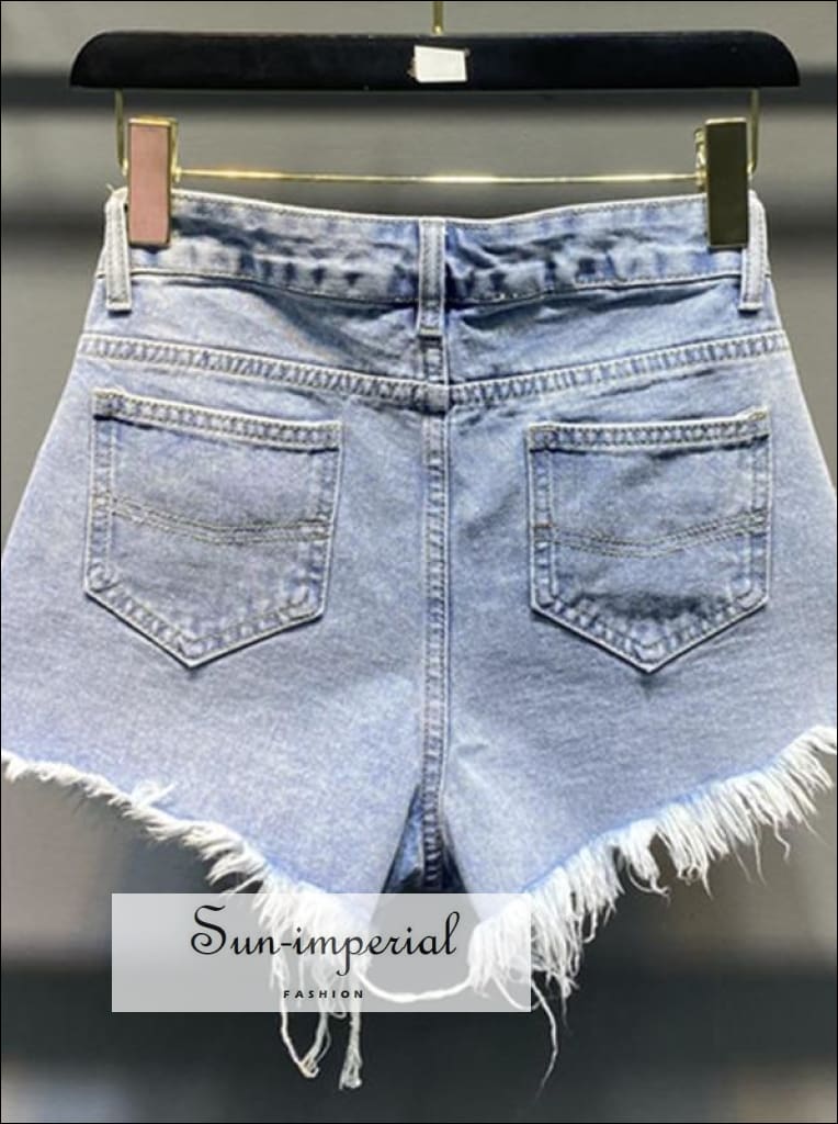 Sexy Low Waist Ripped Jeans Shorts Women Vintage Tassels Denim