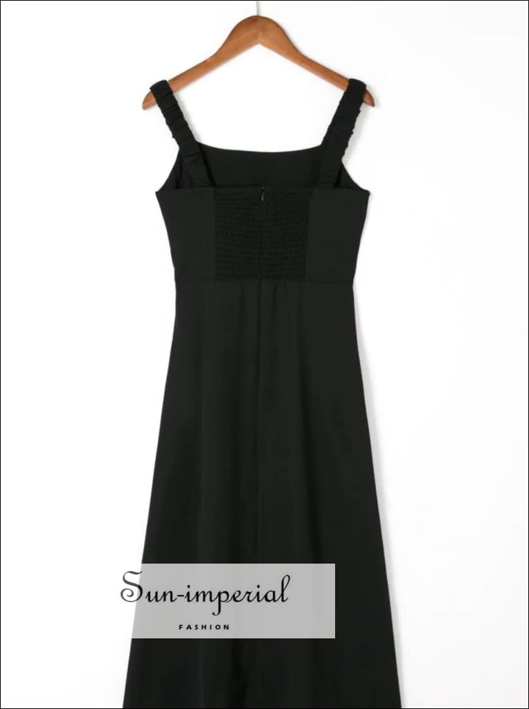 womens black sleeveless midi dress Sun-imperial