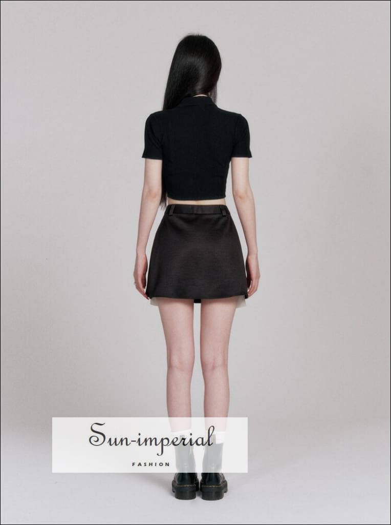 Sun-imperial - women pleated mini skirt with pepping underpants Black / L
