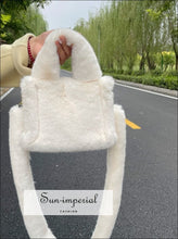 Women Soft Plush Faux Fur Shoulder Bag Tote Purse Handbag Sun-Imperial United States