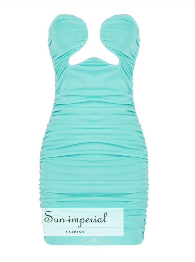 Sun-imperial - women solid black strapless bodycon cut out bustier ruched mini dress Sun-Imperial Sun-imperial - women solid black strapless bodycon cut out bustier ruched mini dress Sun-Imperial