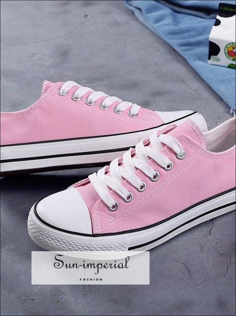 Women Solid Shoes Sneakers Lace-up Casual Breathable Walking Canvas SUN-IMPERIAL United States