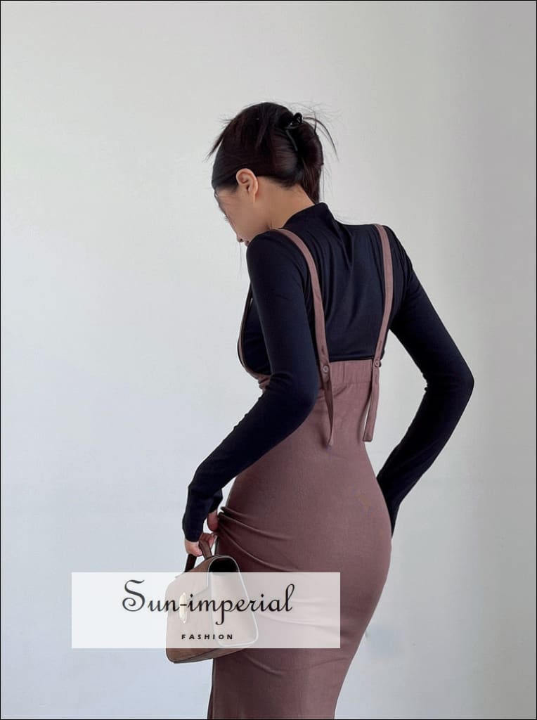 Women's Jumpsuit Slim Dresses Bodycon Suspender Pencil Skirt Dungaree  Overall 