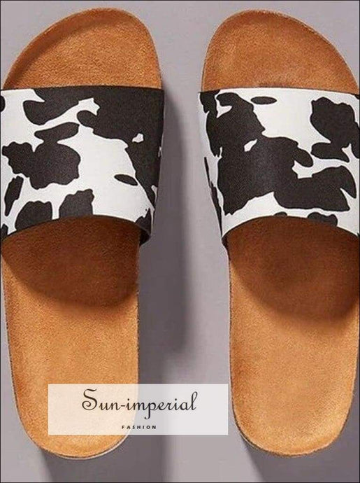 Women Summer Beach Sandals Flats Casual Shoes Woman Slides Slippers Outdoor Cork Sandalias - Cow SUN-IMPERIAL United States