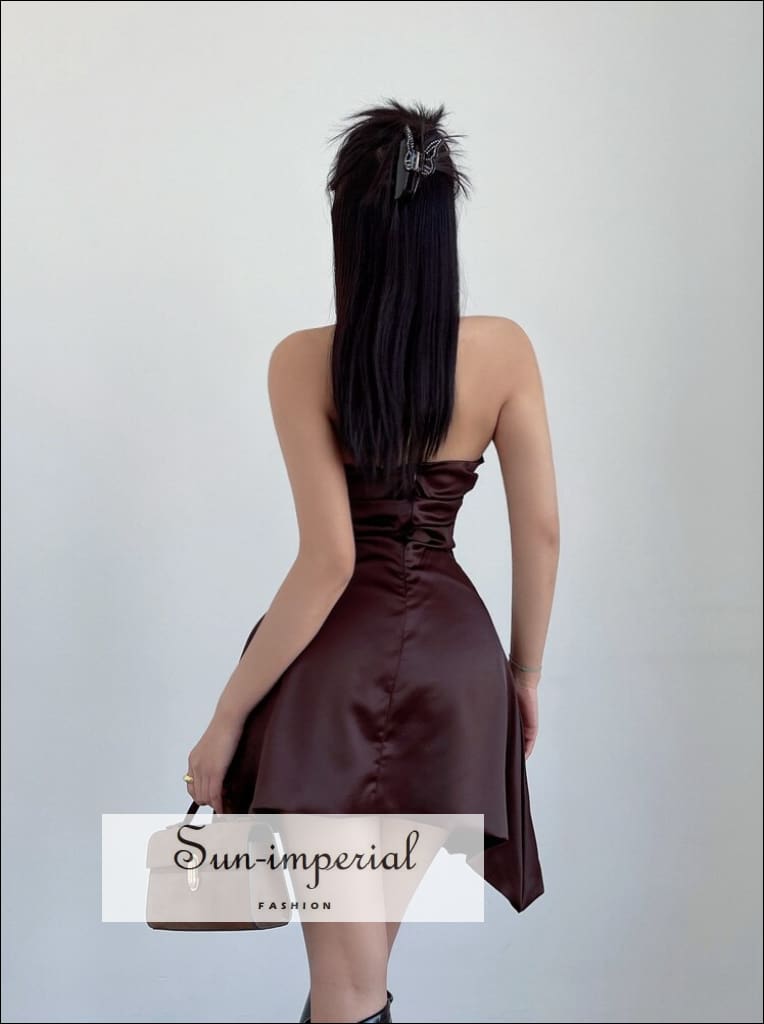 knee length dresses for ladies Satin Tube Top Mini Dress with Pleated Bodice and Bubble Skirt Hem – Poise  and Personality Boutique
