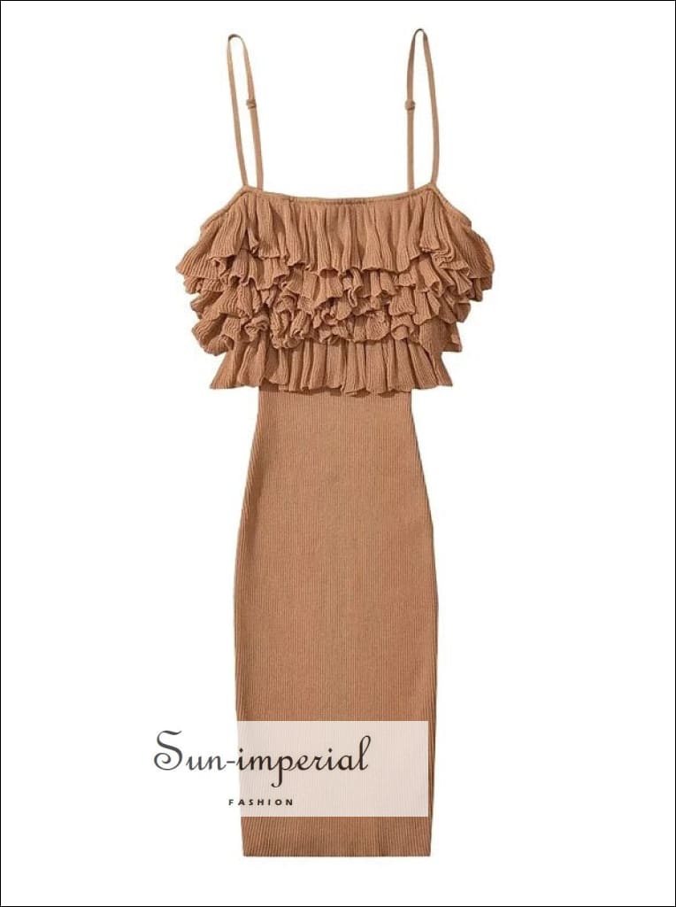 turtleneck mini knit dress Ribbed Turtle Neck Long Sleeve Mini Sweater Dress Camel / M main image 1
