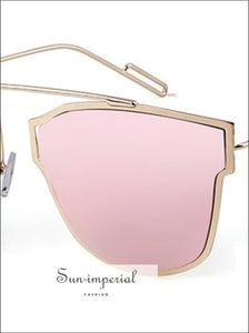 Women Trendy Cat Eye Mirror Lens Sunglasses Sun-Imperial United States