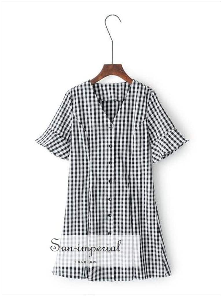 black and white gingham dress mini Black and White Gingham Mini Dress main image 1