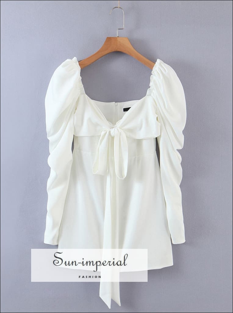 white long sleeve satin mini dress Sun-imperial
