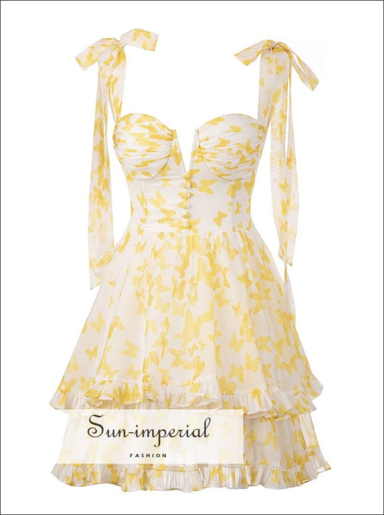 Print Bustier Summer Dress Women's Slit Long Printed Dress Corset Dress for  Women Summer Beach Straps Summer Dress (Color : Yellow, Size : S) :  : Fashion