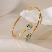 18K Gold-Plated Stainless Steel Open Cuff Bracelet with Zircon - product photo 2