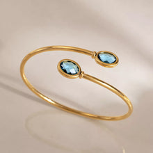 18K Gold-Plated Stainless Steel Open Cuff Bracelet with Zircon - product photo 3