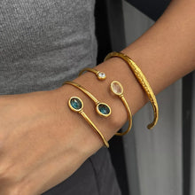 18K Gold-Plated Stainless Steel Open Cuff Bracelet with Zircon - product photo 4