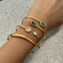 18K Gold-Plated Stainless Steel Open Cuff Bracelet with Zircon - product photo 5