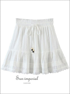 Women’s White Two Piece Skirt Set With Center Buttons Camisole Top Sun-Imperial United States