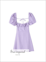 Backless Mini Dress With Short Puff Sleeve And Ruched Bodice Detail Sun-Imperial United States