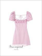 Backless Mini Dress With Short Puff Sleeve And Ruched Bodice Detail Sun-Imperial United States