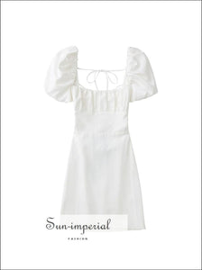 Backless Mini Dress With Short Puff Sleeve And Ruched Bodice Detail Sun-Imperial United States