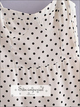 Women’s White With Black Polka Dot Tie Cami Shoulder Strap Mini Dress Shirring Back Detail Sun-Imperial United States