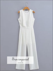 Women’s High Neck Sleeveless Wide Leg Jumpsuit With Open Back Detail Sun-Imperial United States