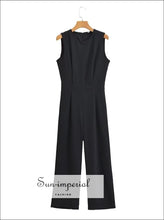 Women’s High Neck Sleeveless Wide Leg Jumpsuit With Open Back Detail Sun-Imperial United States