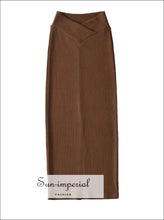 Women’s Elastic v High Waist Midi Skirt With Back Silt Detail V Sun-Imperial United States