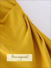 Women’s Yellow Satin Slit Sleeveless Asymmetrical Midi Dress Sun-Imperial United States