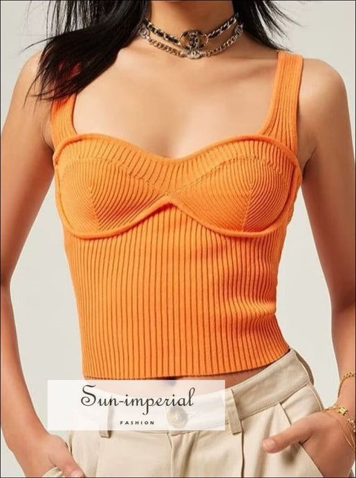 Women’s Textured Bra Corset Ribbed Cami Top Sun-Imperial United States