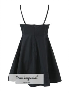 Women’s A-line Black Ruched Bodice Cami Strap Mini Dress A-Line Sun-Imperial United States