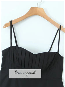 Women’s A-line Black Ruched Bodice Cami Strap Mini Dress A-Line Sun-Imperial United States