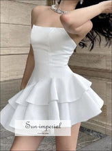 Women’s Tube Strapless A-line Layered Mini Dress With Ruffle Detail Sun-Imperial United States