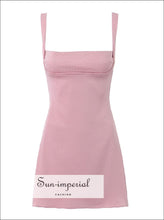 Women’s Pink Square Neckline Sleeveless A-line Mini Dress A-Line Sun-Imperial United States