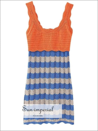 Women Knitted Color Block Striped Sleeveless Mini Dress Sun-Imperial United States