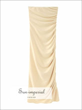 Women’s Beige Ruched Tube Midi Dress Sun-Imperial United States