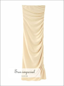 Women’s Beige Ruched Tube Midi Dress Sun-Imperial United States