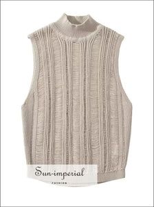 Women’s Turtleneck Sleeveless Knitted Top Sun-Imperial United States