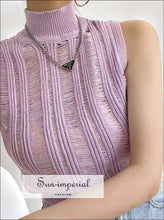 Women’s Turtleneck Sleeveless Knitted Top Sun-Imperial United States