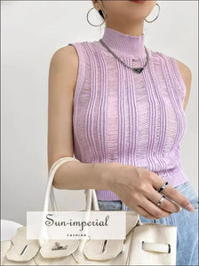 Women’s Turtleneck Sleeveless Knitted Top Sun-Imperial United States