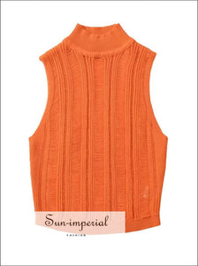 Women’s Turtleneck Sleeveless Knitted Top Sun-Imperial United States