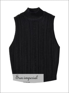 Women’s Turtleneck Sleeveless Knitted Top Sun-Imperial United States