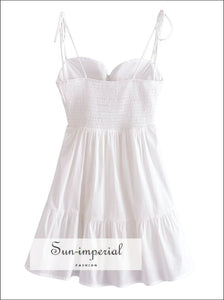 Women White Padded Corset Style A-line Sleeveless Mini Dress With Tie Strap Detail style A-Line Sun-Imperial United States