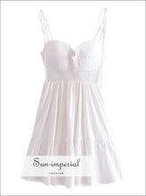 Women White Padded Corset Style A-line Sleeveless Mini Dress With Tie Strap Detail style A-Line Sun-Imperial United States