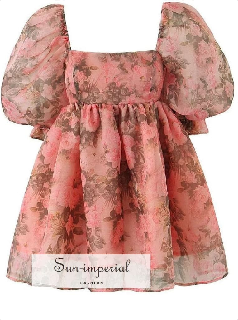 open lace back dress FLORAL DELIGHT PRINTED ORGANZA MINI DRESS – AKIRA main image 1