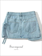 Blue Denim Low Waist Mini Skirt With 3d Pocket Detail Sun-Imperial United States