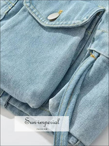 Blue Denim Low Waist Mini Skirt With 3d Pocket Detail Sun-Imperial United States