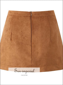 Women’s High Waist Suede Faux Leather Mini Skirt Sun-Imperial United States