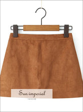 Women’s High Waist Suede Faux Leather Mini Skirt Sun-Imperial United States