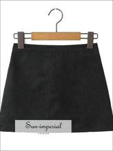 Women’s High Waist Suede Faux Leather Mini Skirt Sun-Imperial United States